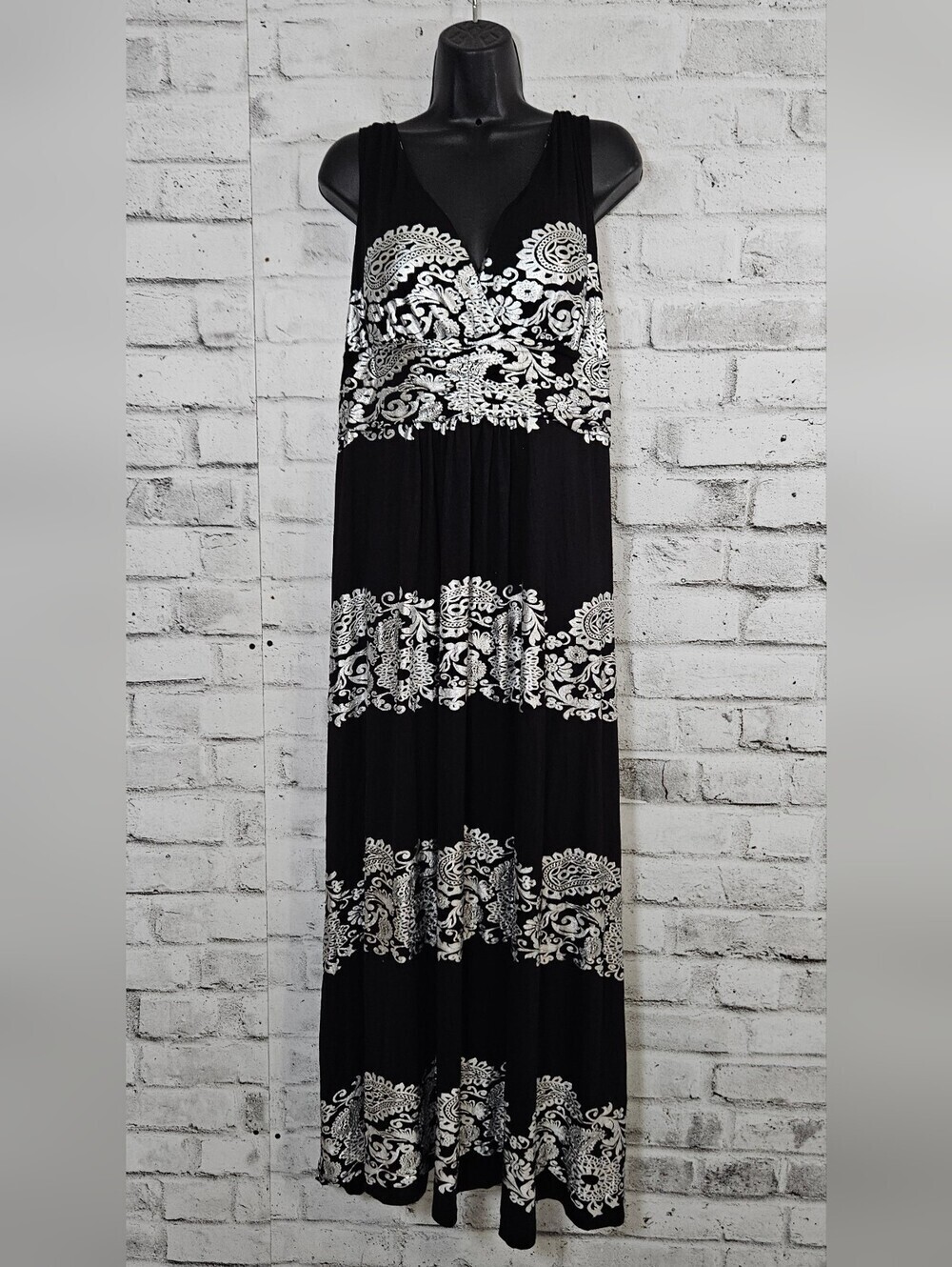 NWD Plus Paisley Maxi Dress Boho Sleeveless Empire Waist 2X